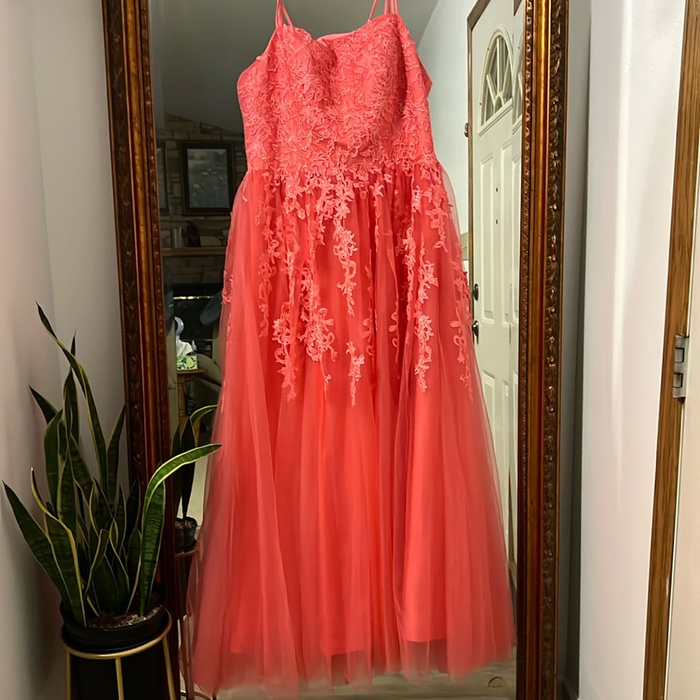 PROM HEBEOS Limited Formal  (14/16) Dress Pink Watermelon Corset Back La…
